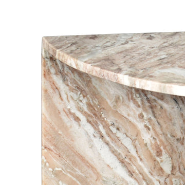 Patrice 24" Art Deco Minimalist Natural Marble Handmade Demilune Side Table - JONATHAN Y